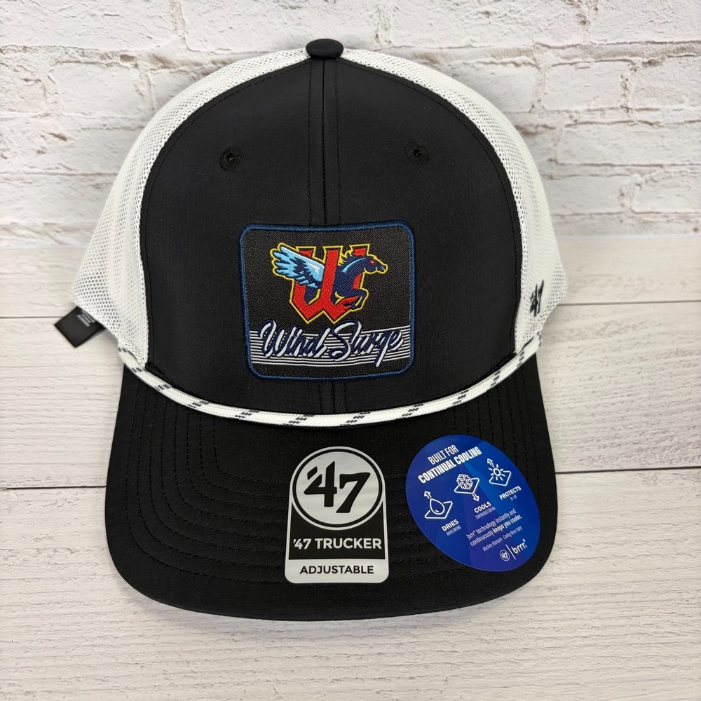 Wichita Wind Surge '47 Black Scratch Trucker Snapback Rope Hat Cap NEW